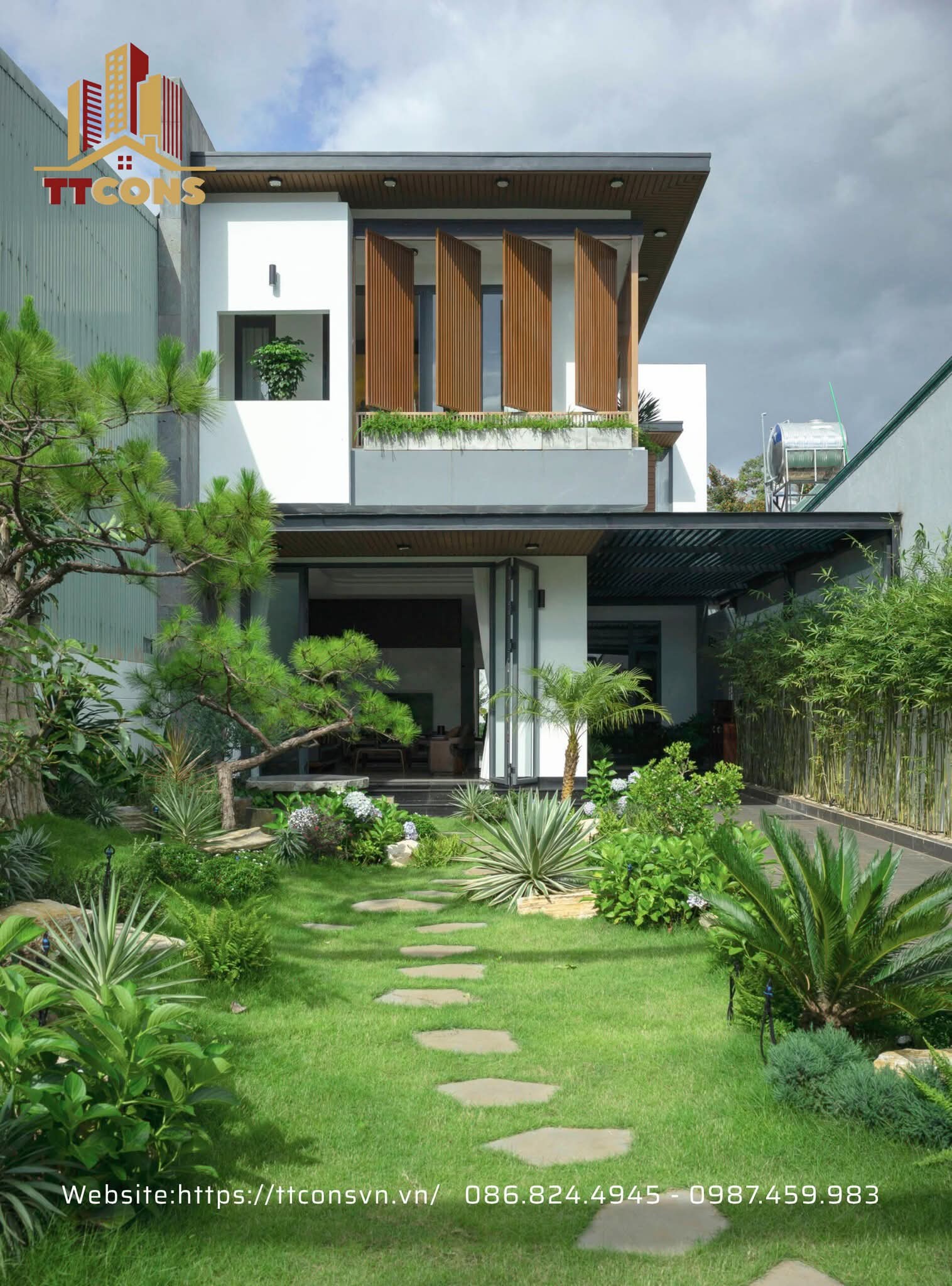 Mẫu nhà vườn Tropical 2 tầng 10x25m tại Phú Thọ - TTCONS