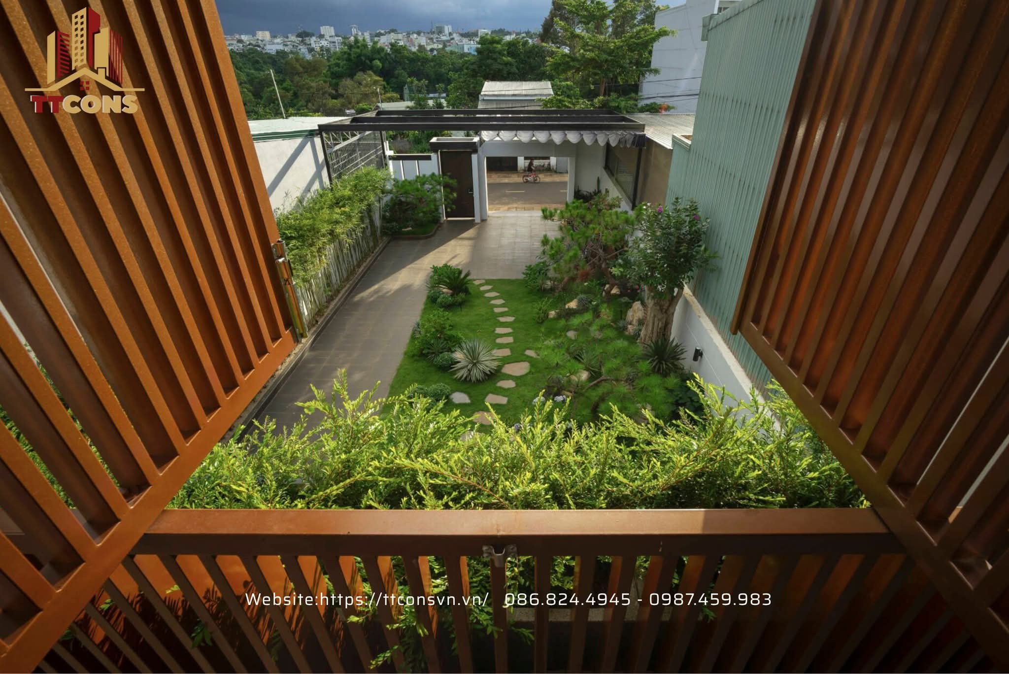 Mặt bằng nhà vườn Tropical 2 tầng 10x25m - TTCONS