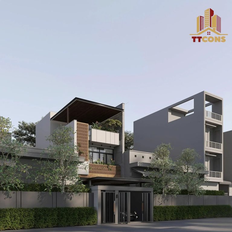 THIẾT KẾ NGOẠI THẤT NHÀ Ở LIỀN KỀ – PHONG CÁCH HIỆN ĐẠI – HÀ NỘI – ANH SƠN